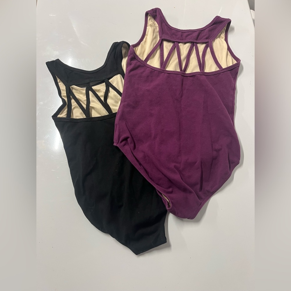2 Gymnastics Dance solid Leotards M strap back